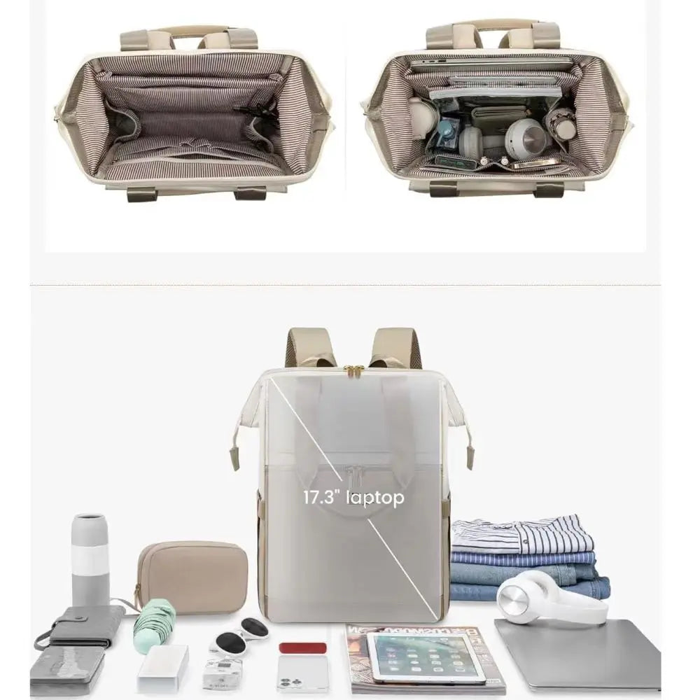 Cream Colored Womens Travel Laptop Backpack Softback Large Capacity 36 To 55 L For Cross Border Travel
