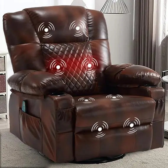 Faux Leather Oversized Rocker Recliner With Massage Heat