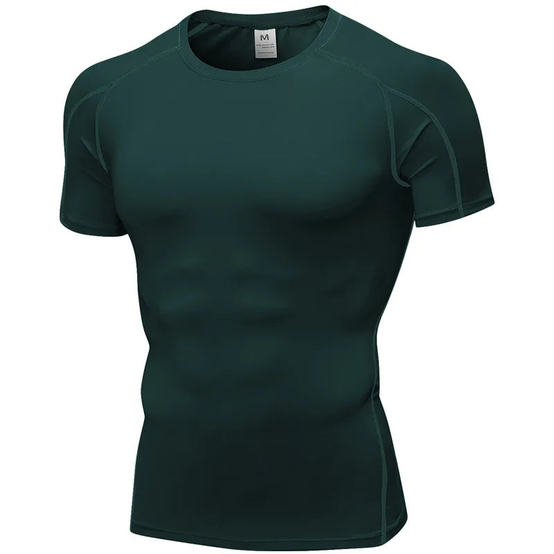 Elastic Mens Quick Dry Sport Running Shirt Fitness Top