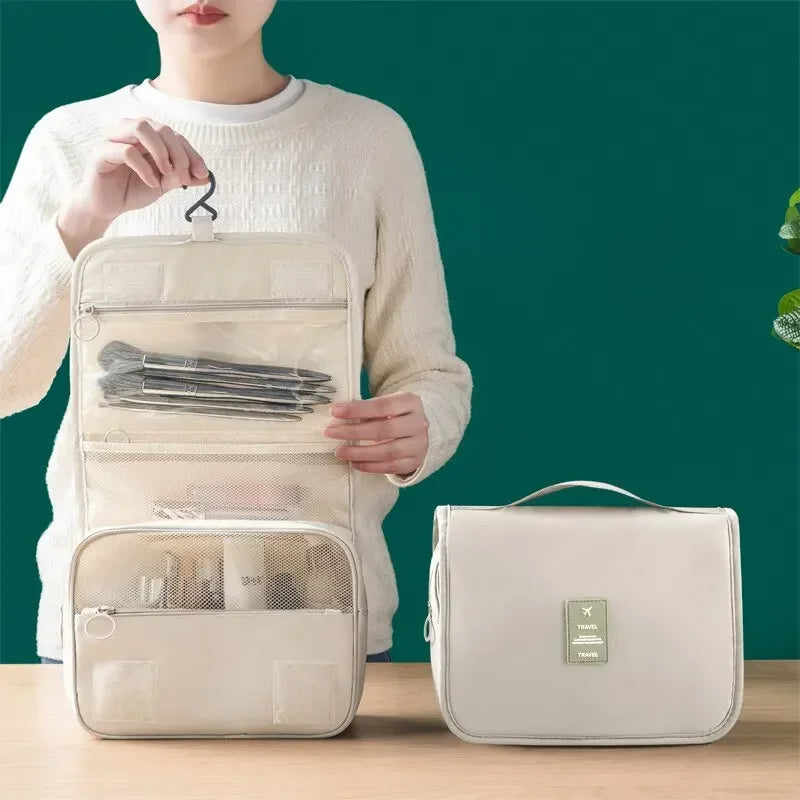 Waterproof Hanging Roll Up Toiletry Kit Travel Organizer Foldable Large Capacity Cosmetic Bag