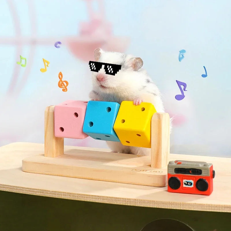 Colorful Wooden Rubik Cube Interactive Chewing Toy for Birds