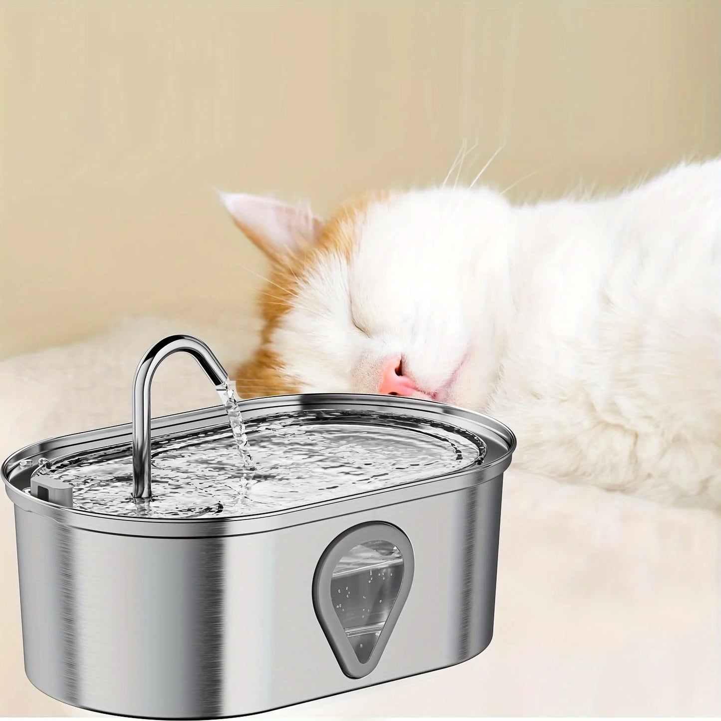 3.5L Automatic Stainless Steel Cat Water Fountain With LED