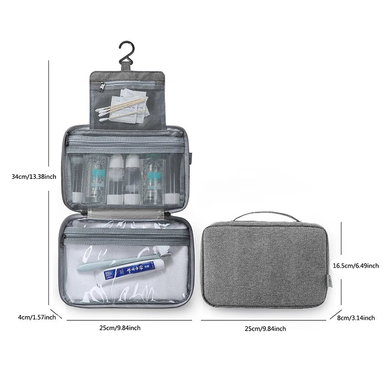 Travel Hanging Toiletry Bag Waterproof Cosmetic Storage Wet Dry Separated Organizer For Bathroom And Travel