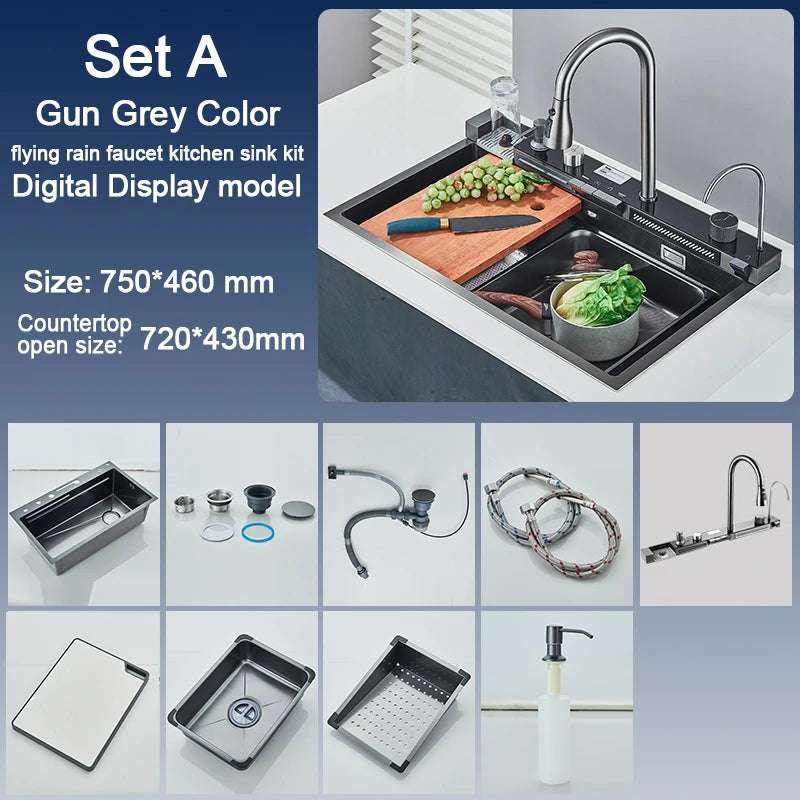 Whale Sink 304 Stainless Steel With Digital Display Faucet