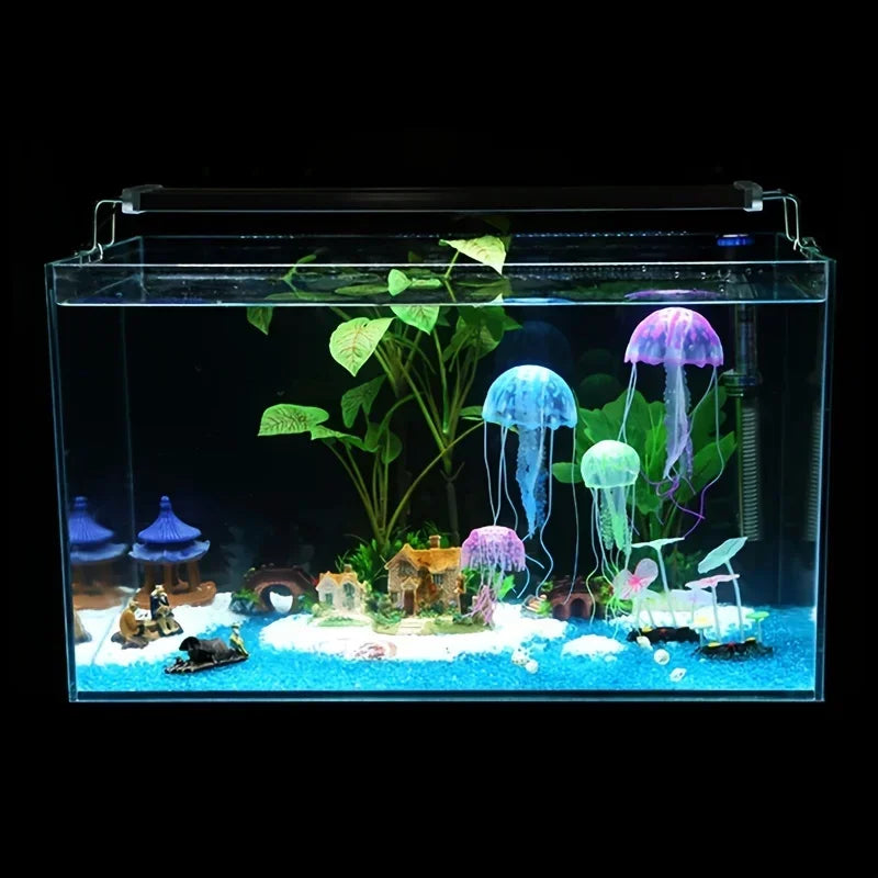 Artificial Swim Glow Jellyfish For Fish Tank Luminous Aquarium Underwater Decoration That Moves With Water Current