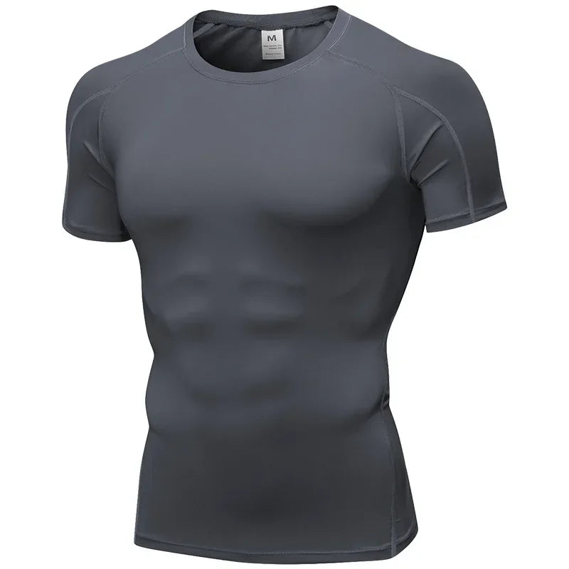 Elastic Mens Quick Dry Sport Running Shirt Fitness Top
