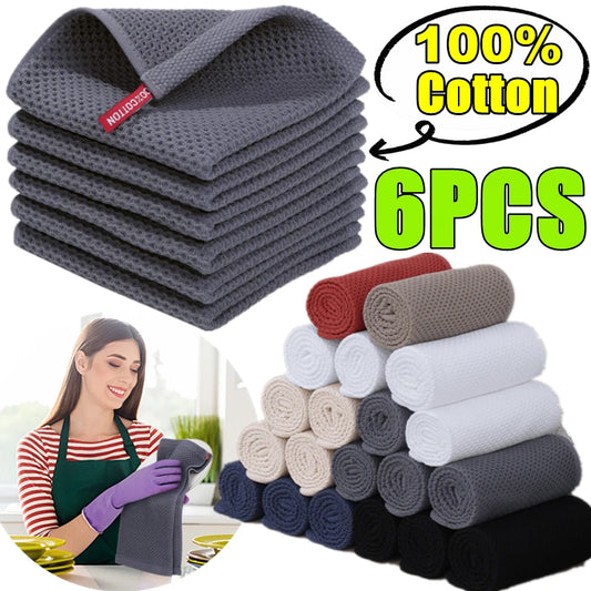 Six Pack 100 Percent Cotton Waffle Weave Dish Cloths