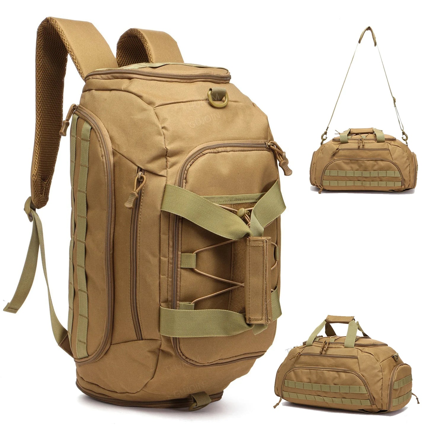 3 In 1 Tactical Gym Backpack With Shoe Compartment Duffel Bag
