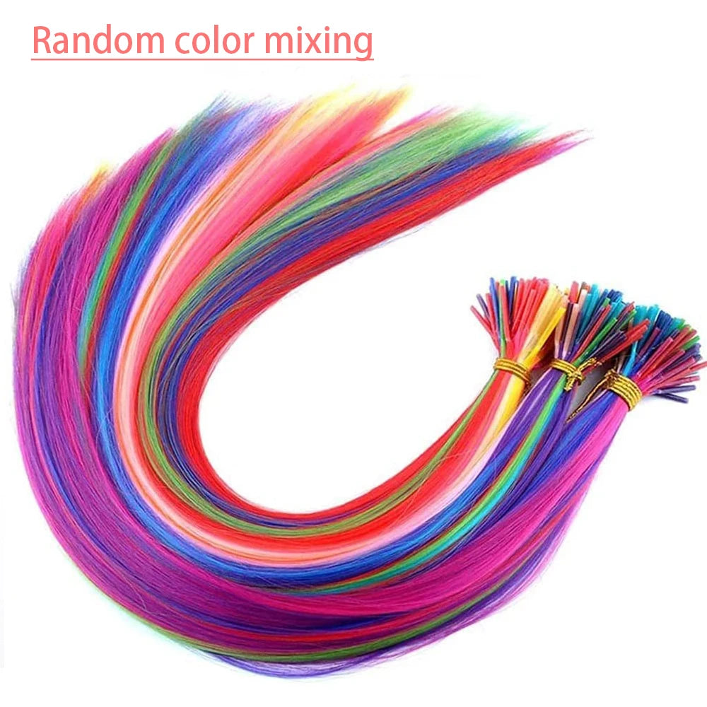 Synthetic I Tip Colored Feather Hair Extensions 10 to 50 Strands Pack Solid Color High Temperature Fiber Wig Accessories