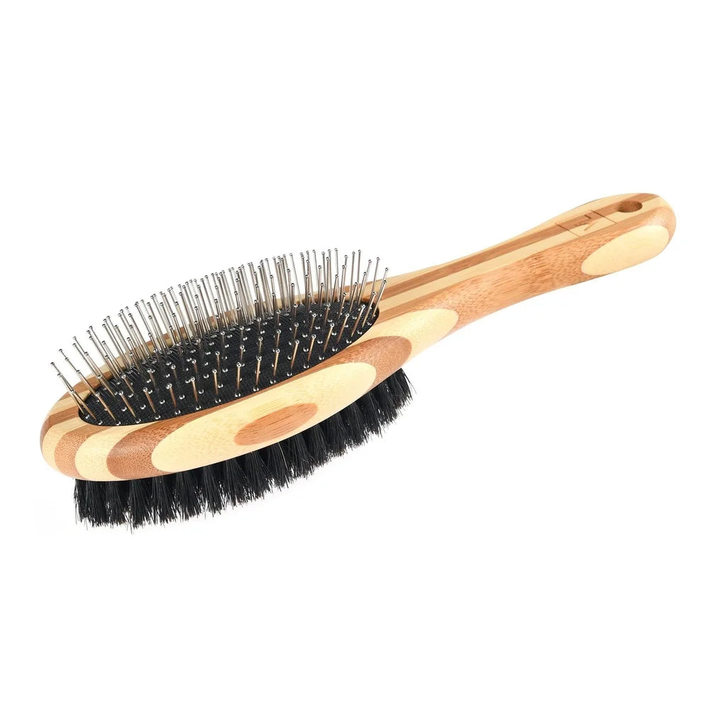 Bamboo Dual Sided Dog Grooming Brush Pin And Bristle