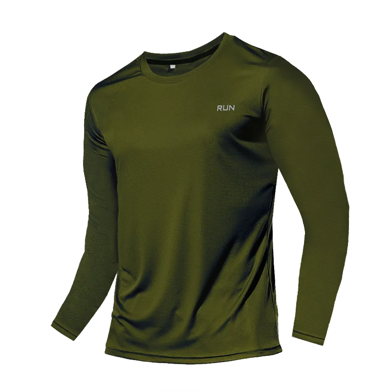 Mens Quick Dry Breathable Long Sleeve Sports T Shirt Gym