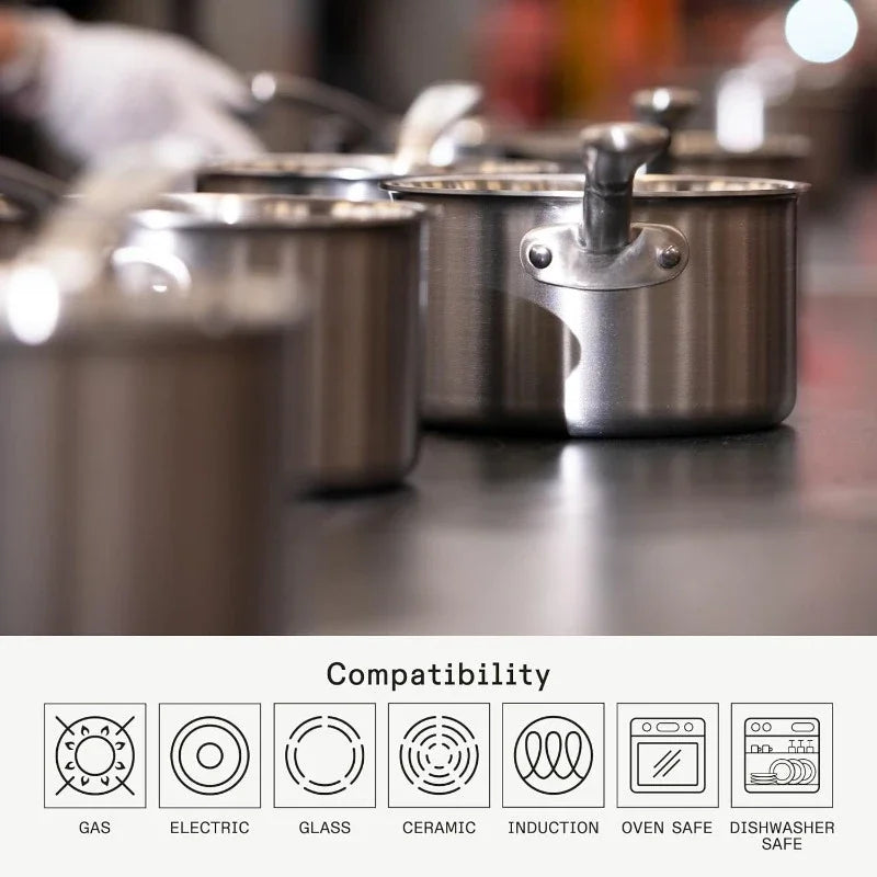 10 Piece Stainless Steel Cookware Set 5 Ply Clad With Lids