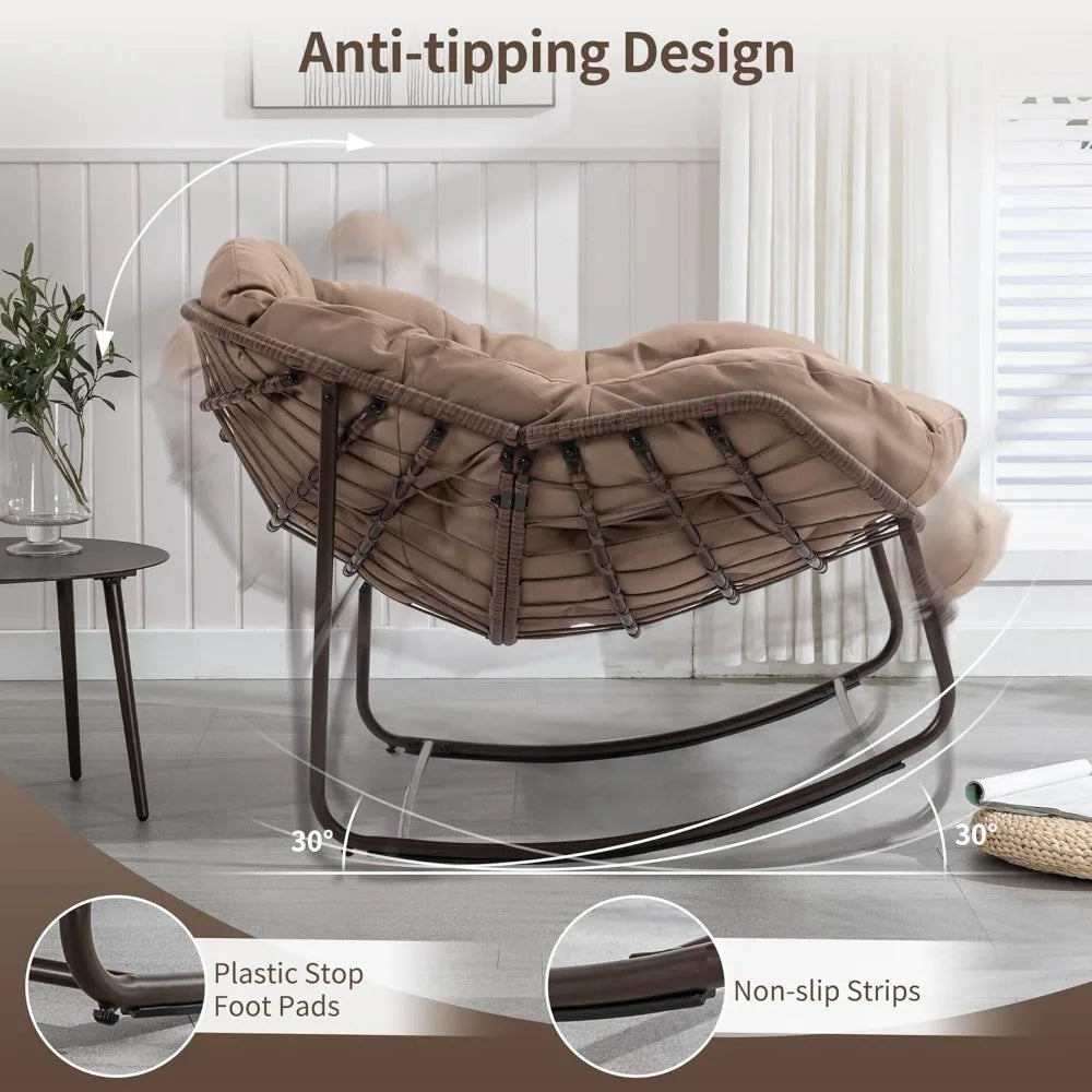 Outdoor Patio Rocking Chair Oversized Papasan Cushion Seat