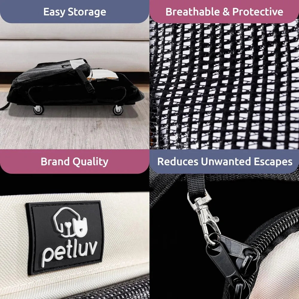XMSJ Large Pet Carrier On Wheels Holds 2 Cats Or Medium Dog