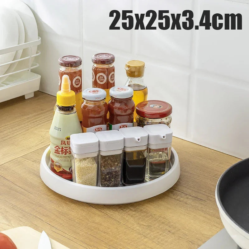360 Rotating Condiment Storage Rack Anti Slip Kitchen Tray