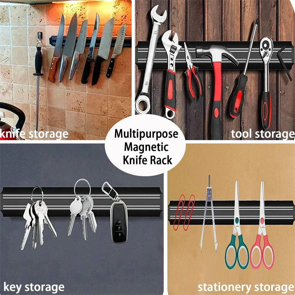 1Pc Magnetic Knife Strip Steel Knife Bar Holder For Kitchen Utensils Tools Rack Maximize Counter Space