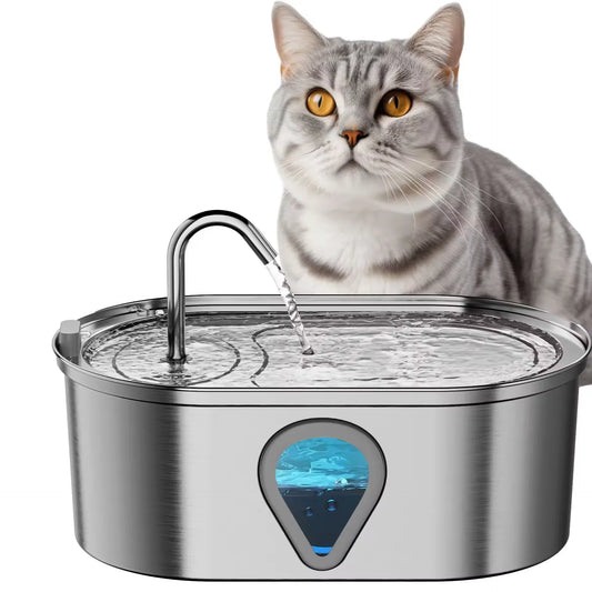 3.5L Automatic Stainless Steel Cat Water Fountain With LED