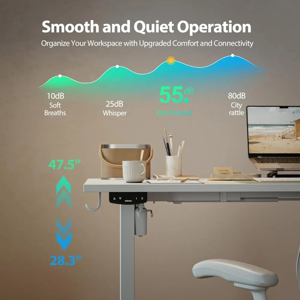 Electric Standing Desk L Shaped 55 Inch Adjustable Home