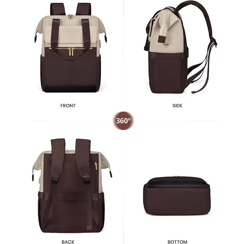 Cream Colored Womens Travel Laptop Backpack Softback Large Capacity 36 To 55 L For Cross Border Travel