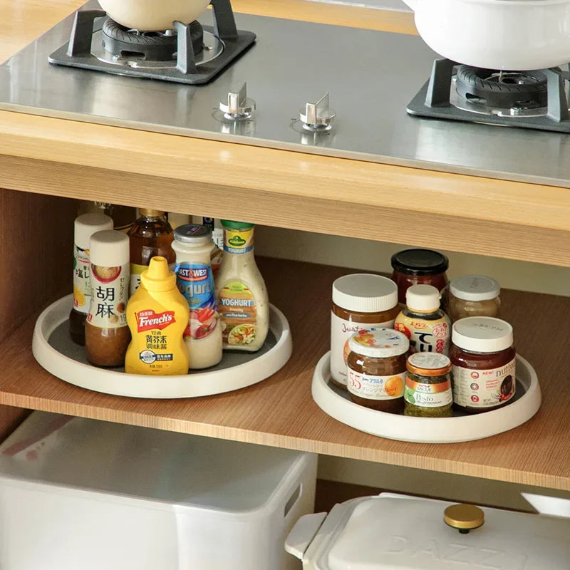360 Rotating Condiment Storage Rack Anti Slip Kitchen Tray