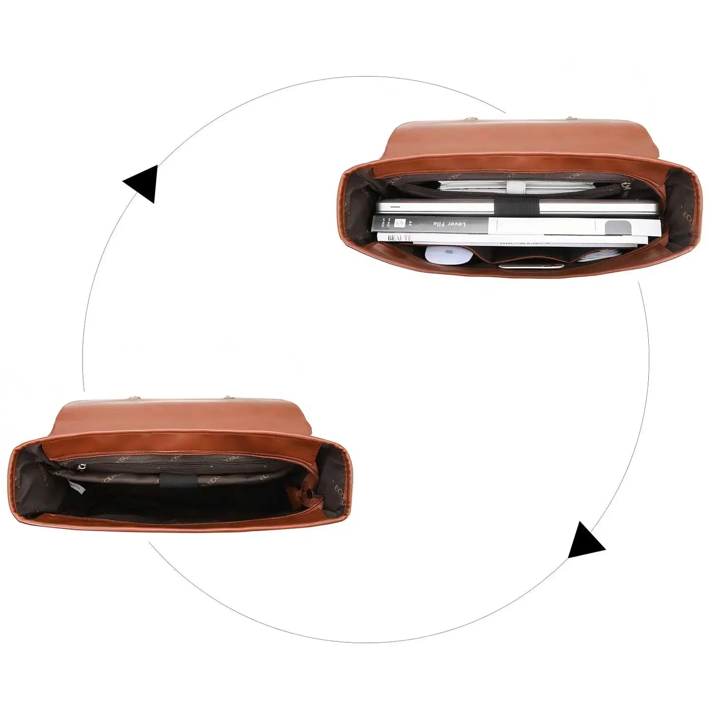 PU Leather 14 Inch Laptop Bag for Women Courier Shoulder Satchel Square Bag for College Travel