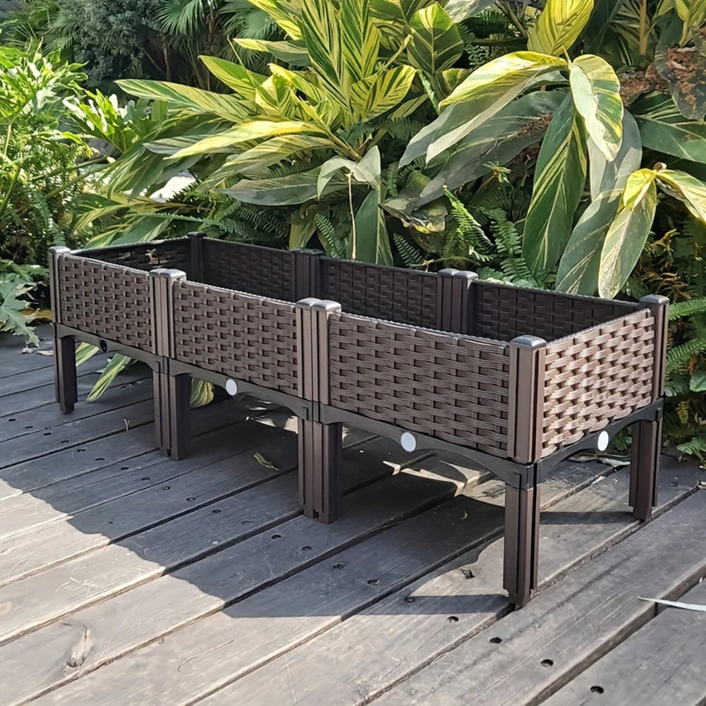 Plastic Raised Planter Box With Drainage Holes Raised Bed