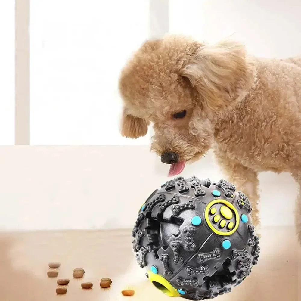 Black Leaky Food Ball Dog Toy For All Sizes Teething Molars