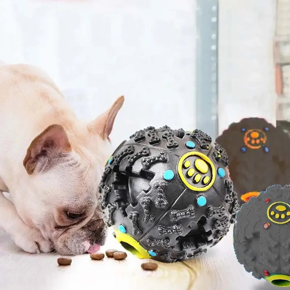 Black Leaky Food Ball Dog Toy For All Sizes Teething Molars