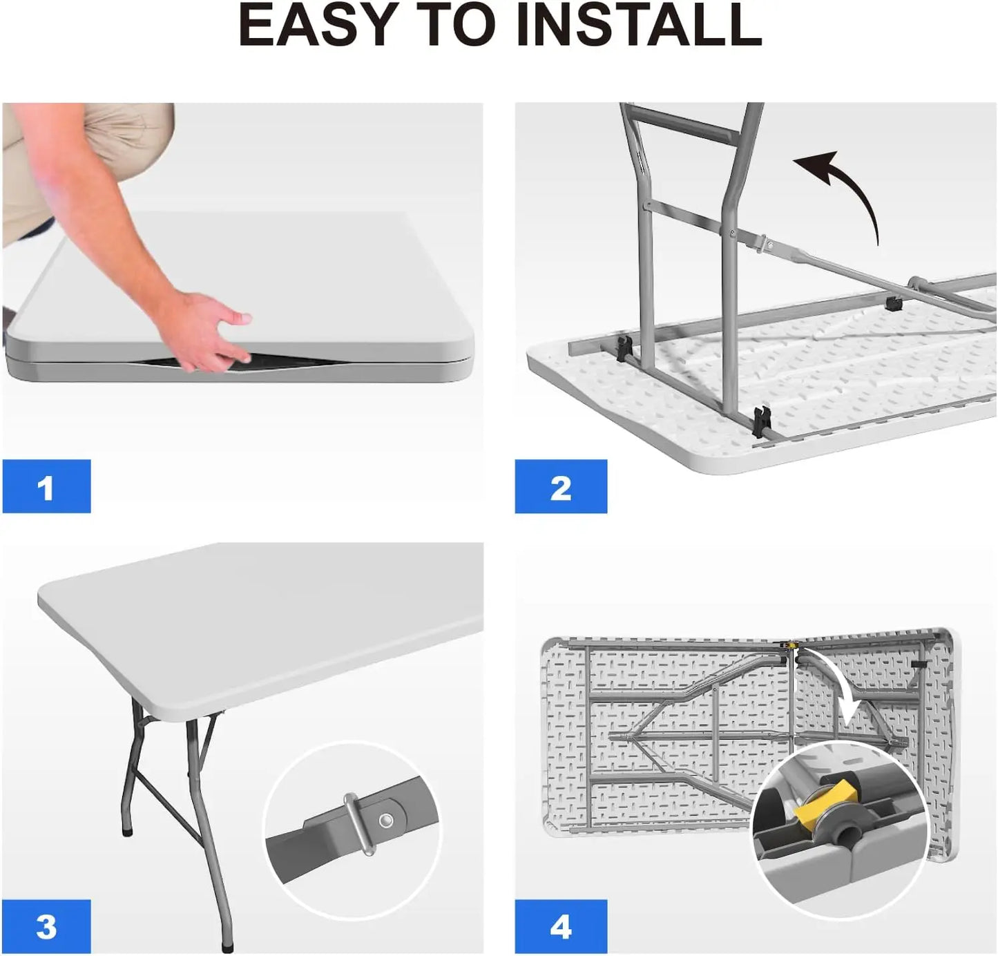 2 Pack Foldable 6Ft Plastic Tables With Lock Handle Outdoor
