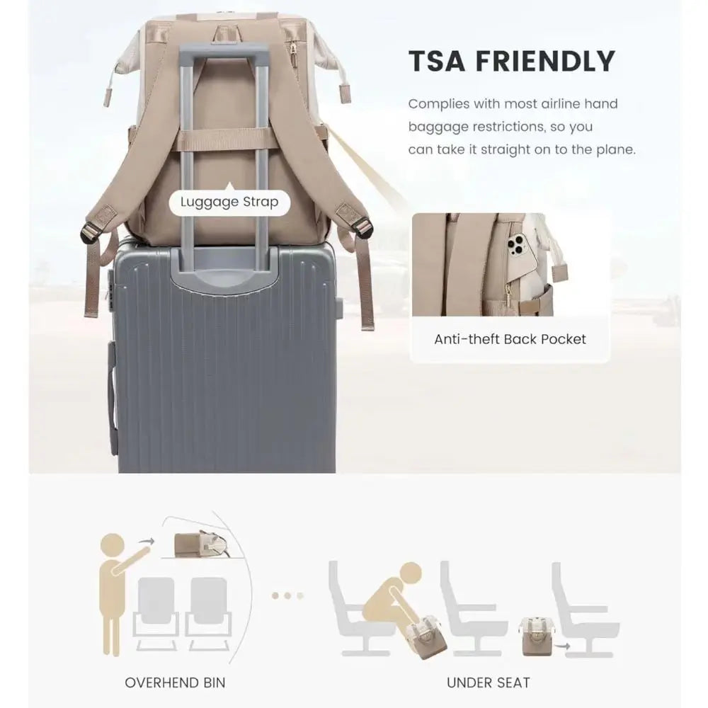Cream Colored Womens Travel Laptop Backpack Softback Large Capacity 36 To 55 L For Cross Border Travel