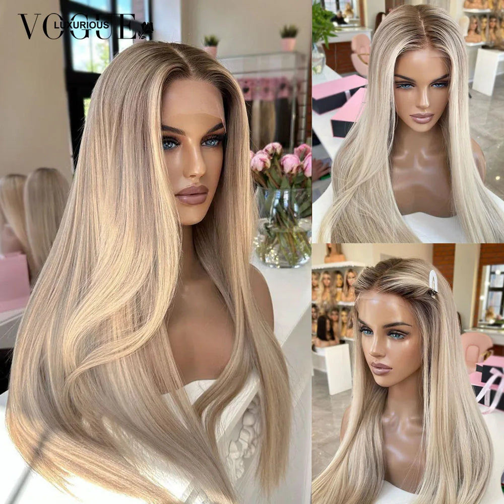 Cream Blonde Real Human Hair Wig 13x6 Lace Front For Women