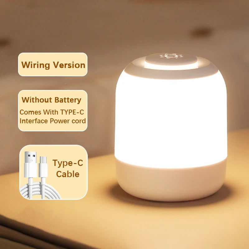 Touch Night Lights USB Rechargeable Wireless LED Bedside Table Lamp For Kids Bedroom Study