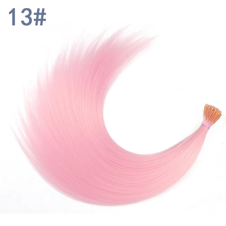 Synthetic I Tip Colored Feather Hair Extensions 10 to 50 Strands Pack Solid Color High Temperature Fiber Wig Accessories