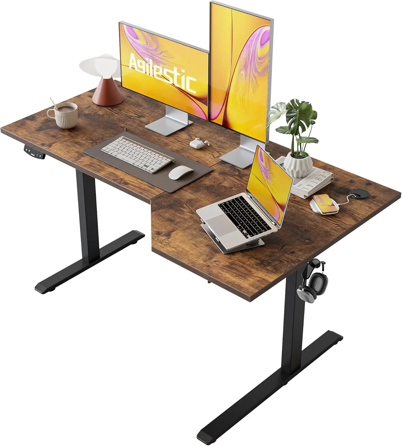 Electric Standing Desk L Shaped 55 Inch Adjustable Home