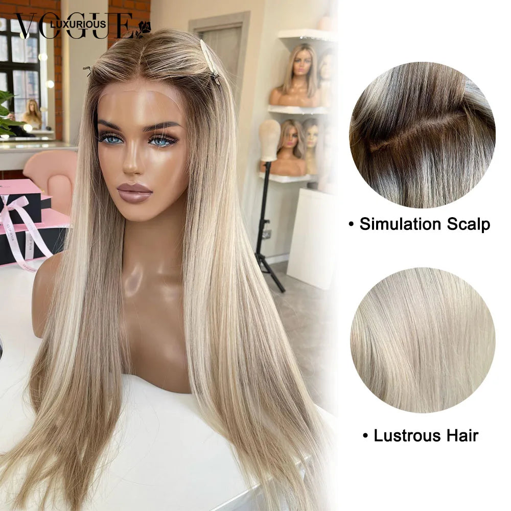 Cream Blonde Real Human Hair Wig 13x6 Lace Front For Women