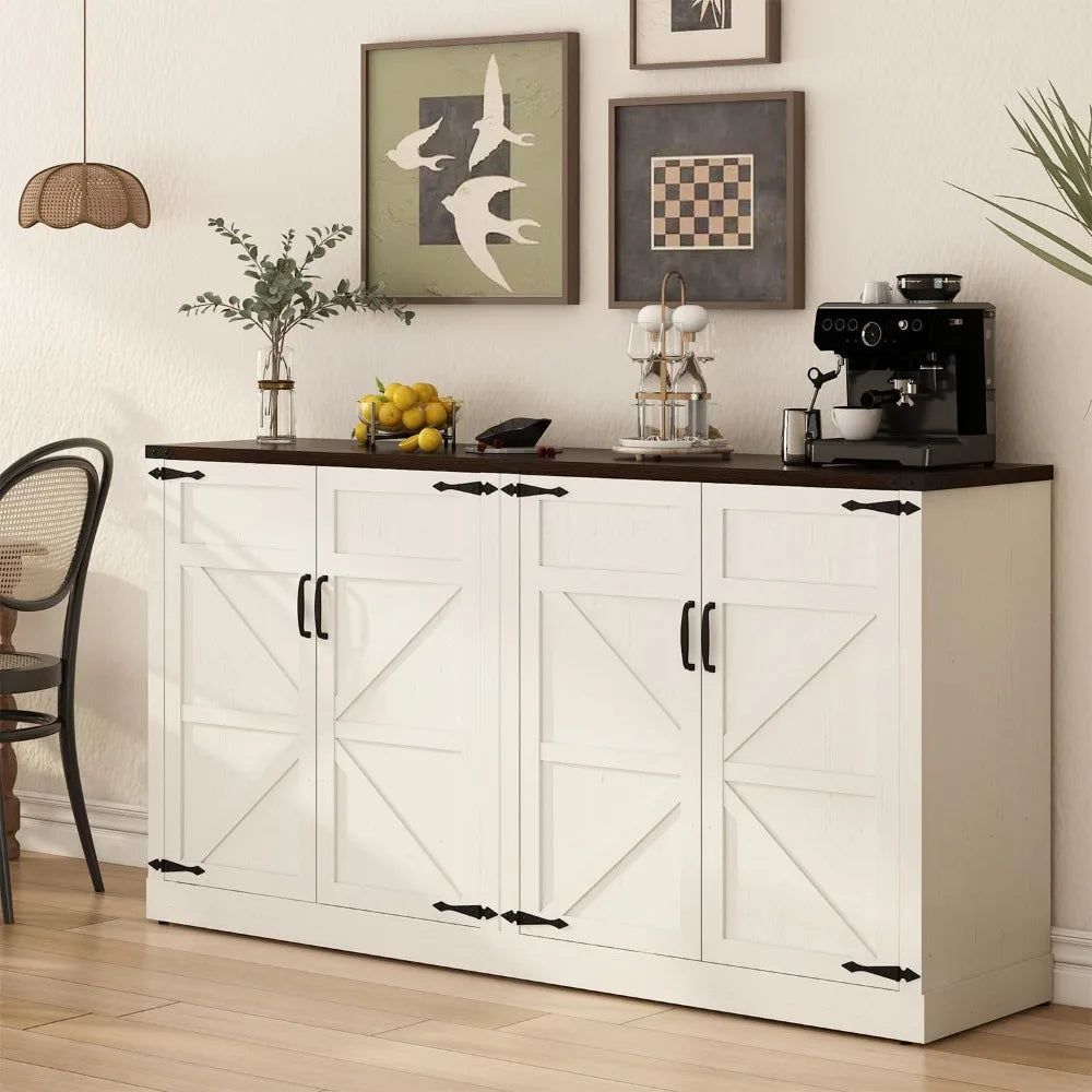 65 Inch Farmhouse Sideboard Buffet Cabinet With Storage