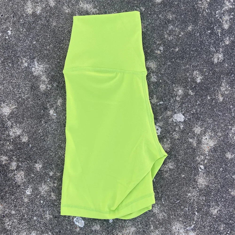 Solid Color High Waist Yoga Shorts Squat Proof With Pocket