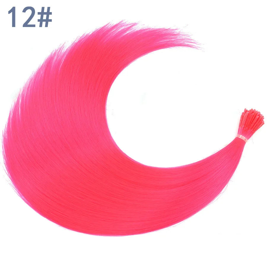 Synthetic I Tip Colored Feather Hair Extensions 10 to 50 Strands Pack Solid Color High Temperature Fiber Wig Accessories