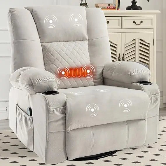 Faux Leather Oversized Rocker Recliner With Massage Heat