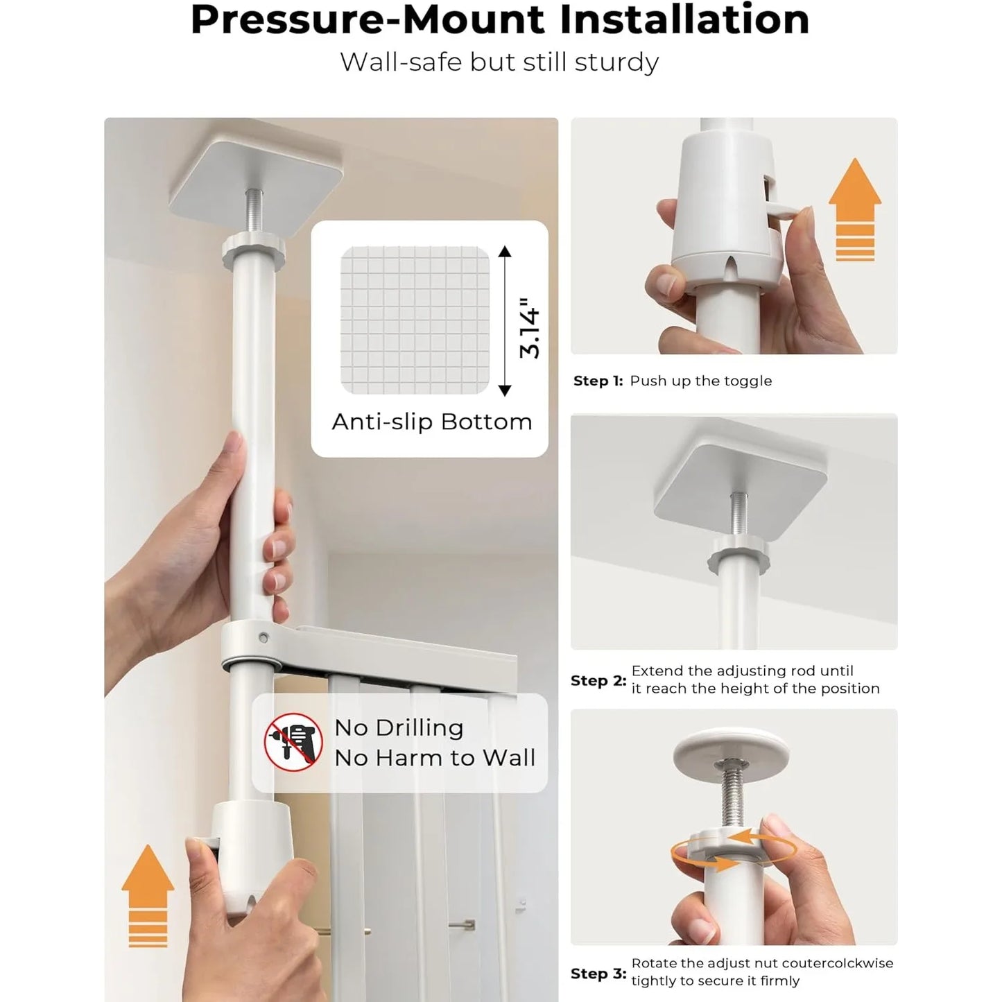 Tall Cat Gate for Doorway 74.8-90.5 in 30.3-38.2 in
