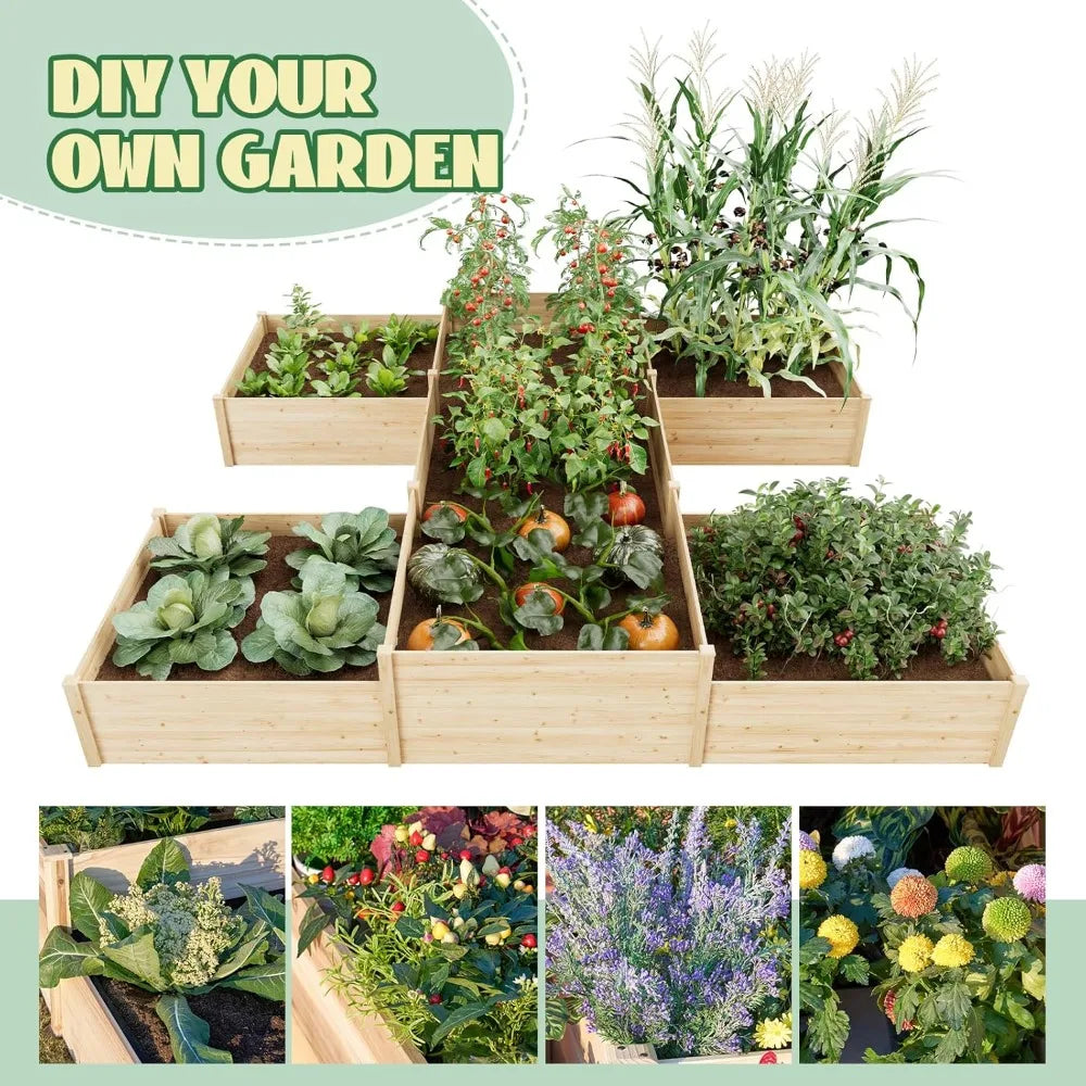 Jocisland H Shaped Raised Garden Bed 12x12x2ft 180 Cu Ft