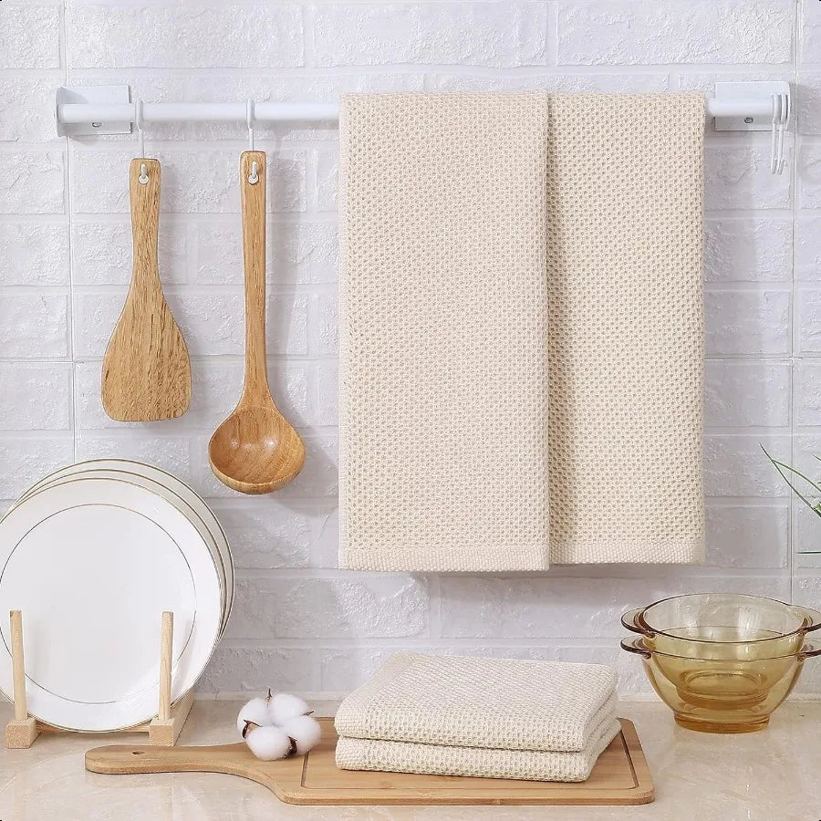 100 Cotton Kitchen Towels 8 Pack Waffle Weave Absorbent
