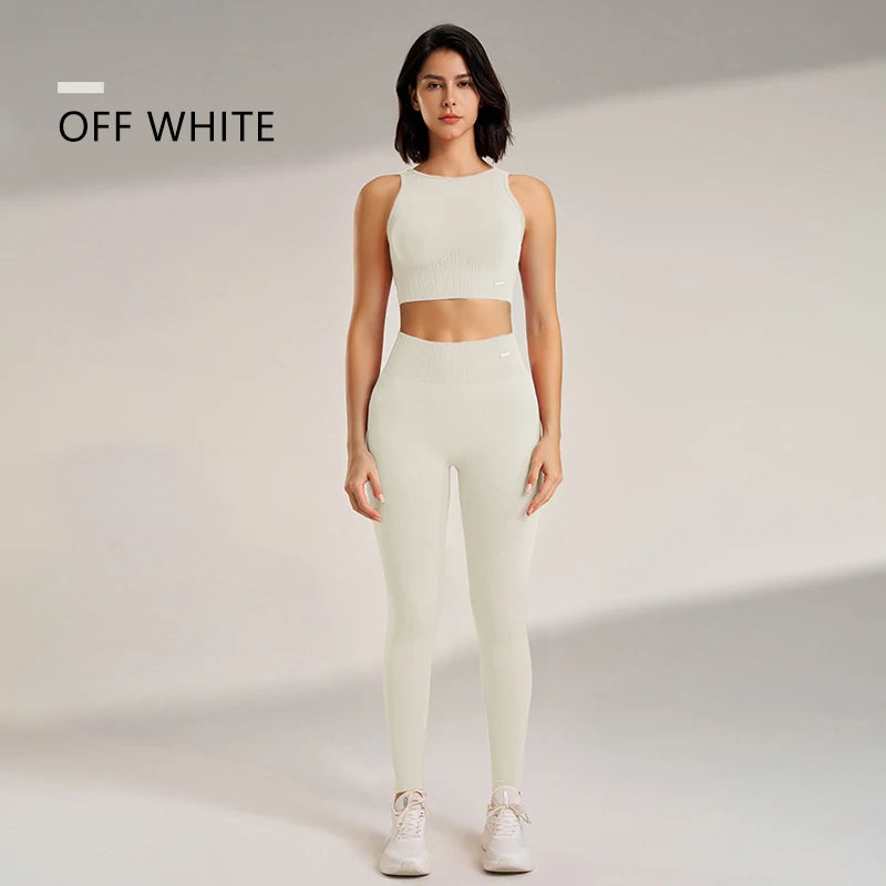 Yoga Set Women High Waisted Leggings Seamless Top Plus Size