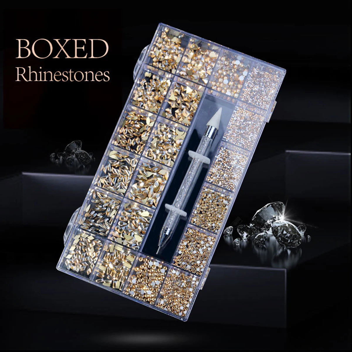 21 Grid Nail Art Diamonds Flat Bottom Glass Rhinestones DIY
