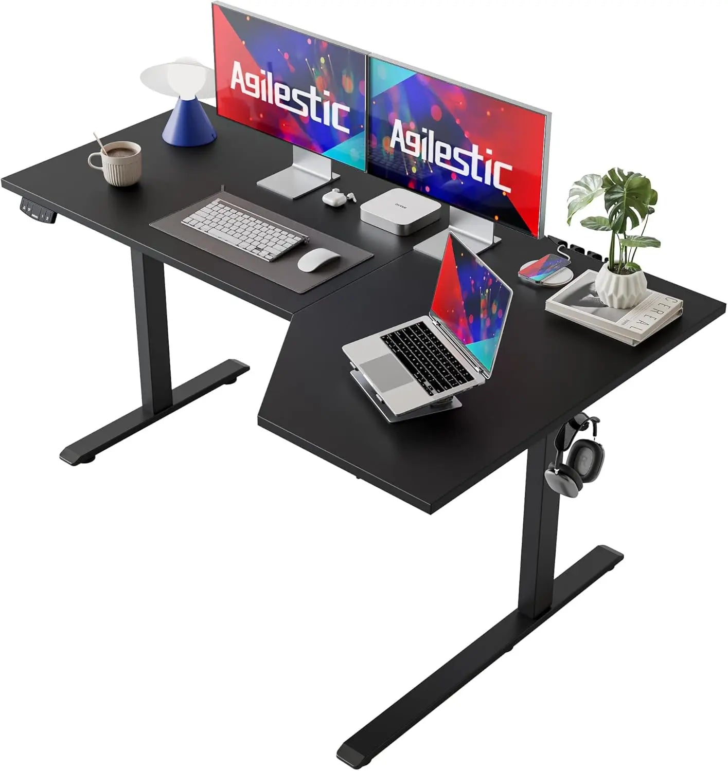 Electric Standing Desk L Shaped 55 Inch Adjustable Home