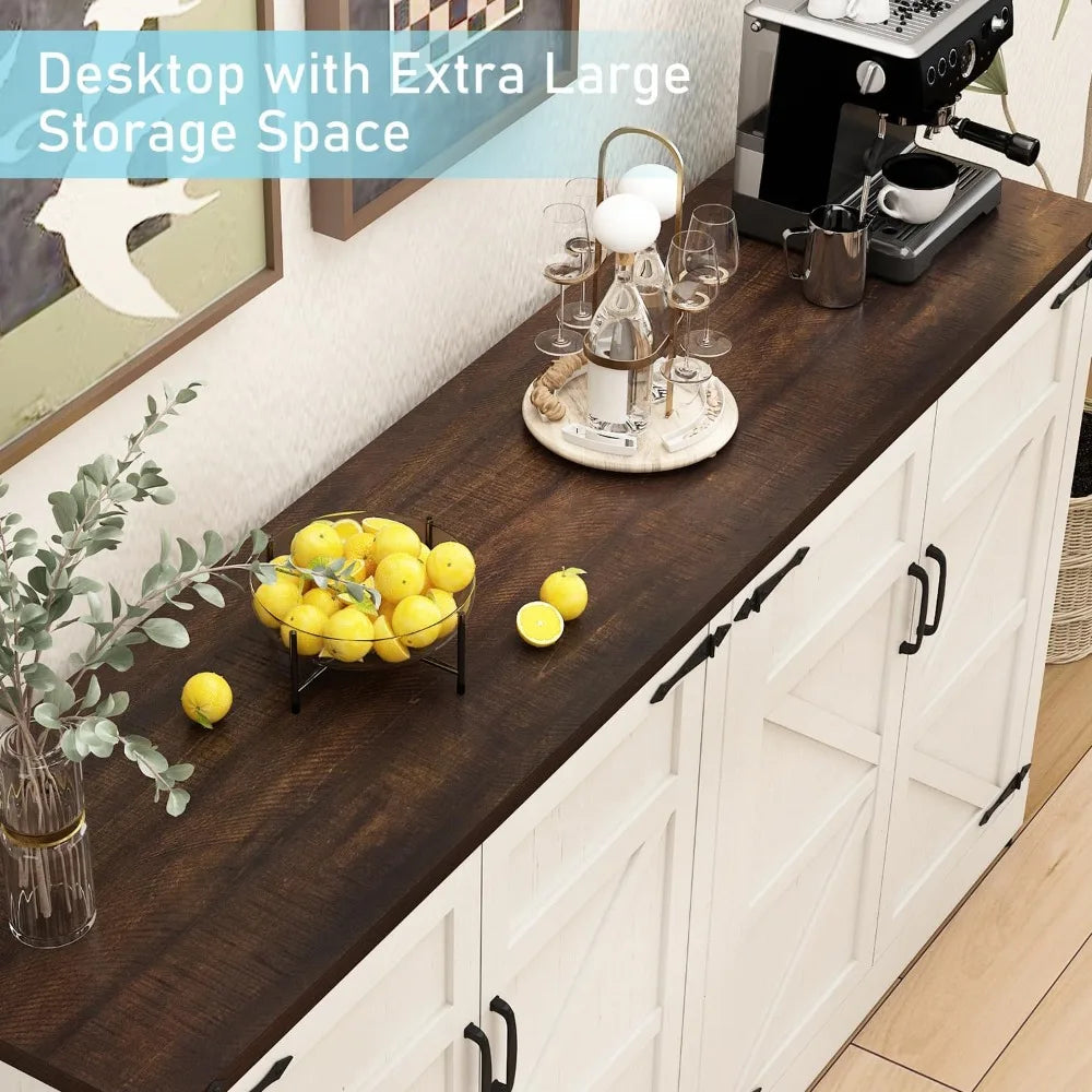 65 Inch Farmhouse Sideboard Buffet Cabinet With Storage