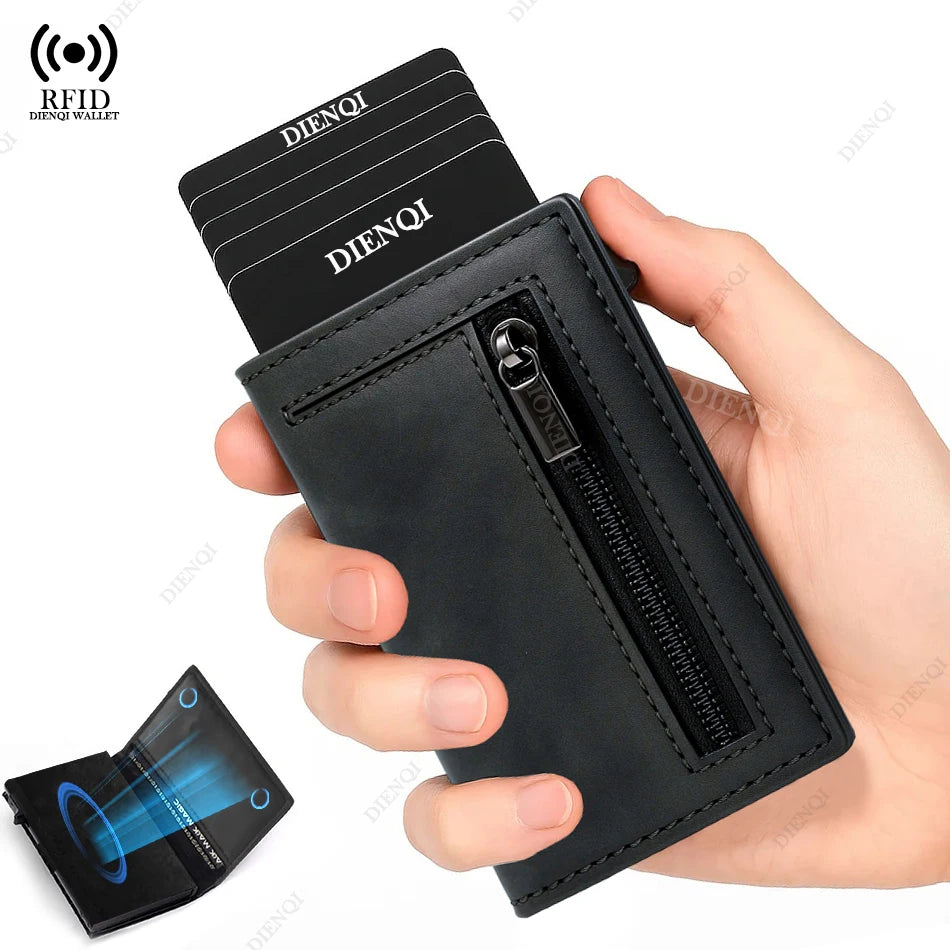 RFID Credit Card Holder For Men Slim Minimalist Wallet Aluminum Metal Luxury Money Purse