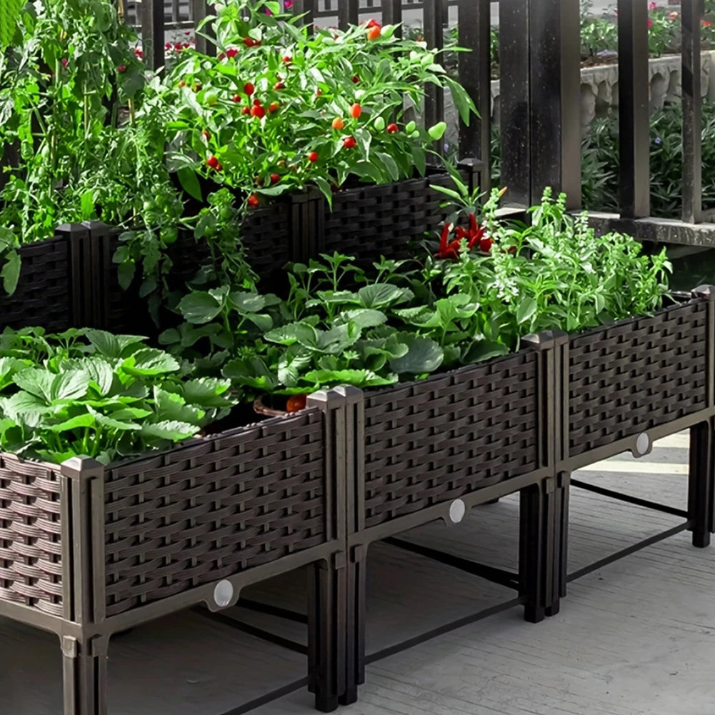 Plastic Raised Planter Box With Drainage Holes Raised Bed