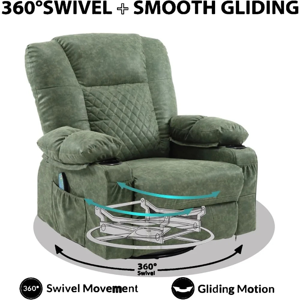 Faux Leather Oversized Rocker Recliner With Massage Heat