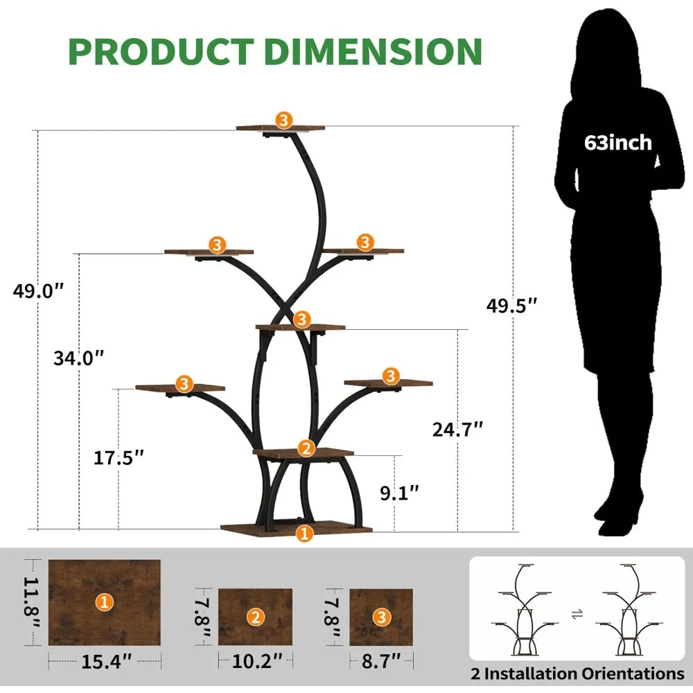 Indoor Corner Plant Stand With Grow Lights 5-Tier S Shape